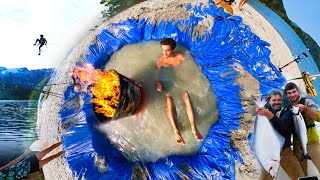 Building a Pretty Good Beach Hot Tub, Attempting Highlining & Catching Halibut!