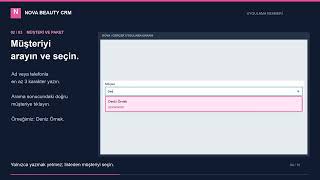 Nova Beauty CRM | Takvimden Satın Alınmış Pakete Randevu Verme