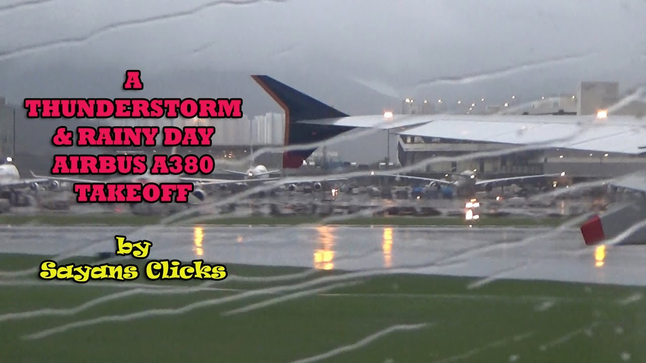 Stormy Takeoff: Singapore Airlines A380 | Hong Kong to Singapore | Thunderstorm and Rainy Day Flight