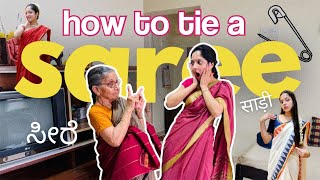 My Indian Grandma teaches me HOW to wear a SAREE ✨| Afternoons with Aaji