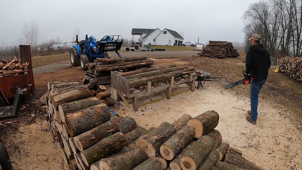 Back at it again, processing firewood - YouTube