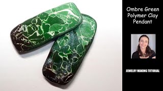 Ombre Green Polymer Clay Pendant