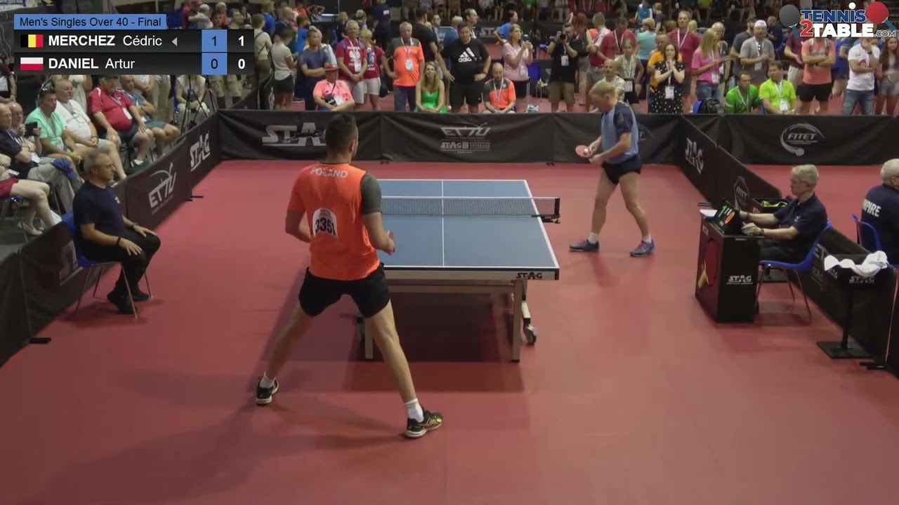MERCHEZ Cédric vs DANIEL Artur Championnats d'Europe Vétérans 2022 tennis de table Rimini