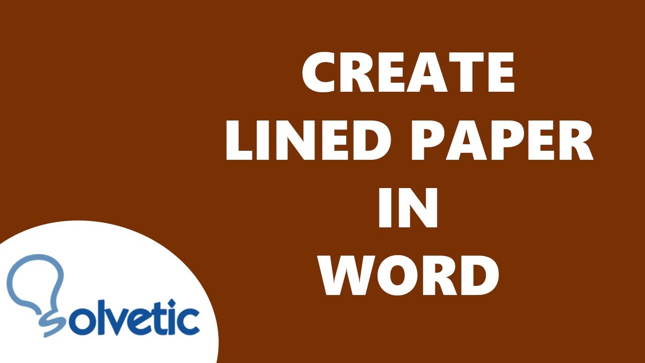 CREATE LINED PAPER in WORD - YouTube