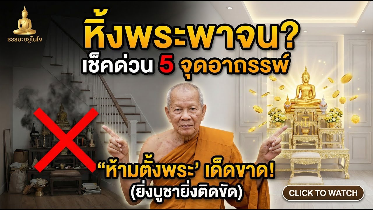 วิธีตั้งหิ้งพระที่ถูกต้อง ฉบับเรียกทรัพย์ แก้อาถรรพ์ 5 จุดอับโชค ให้บ้านรวยขึ้นทันตา | ธรรมะอยู่ในใจ