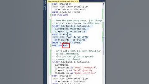FOR JSON in SQL Server 2022  #shorts #sqlserver