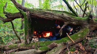 7 Days Solo Survival Camping In Rain Forest, Building Warm Bushcraft Shelters, Fireplace Cooking