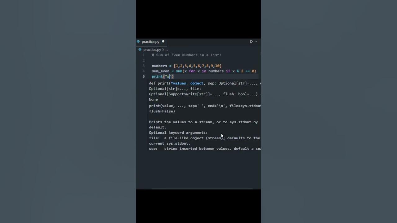 Sum of Even Number in a List #python #code #coding #programming # ...