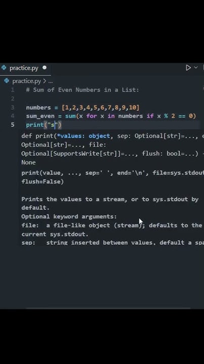 Sum of Even Number in a List #python #code #coding #programming # ...