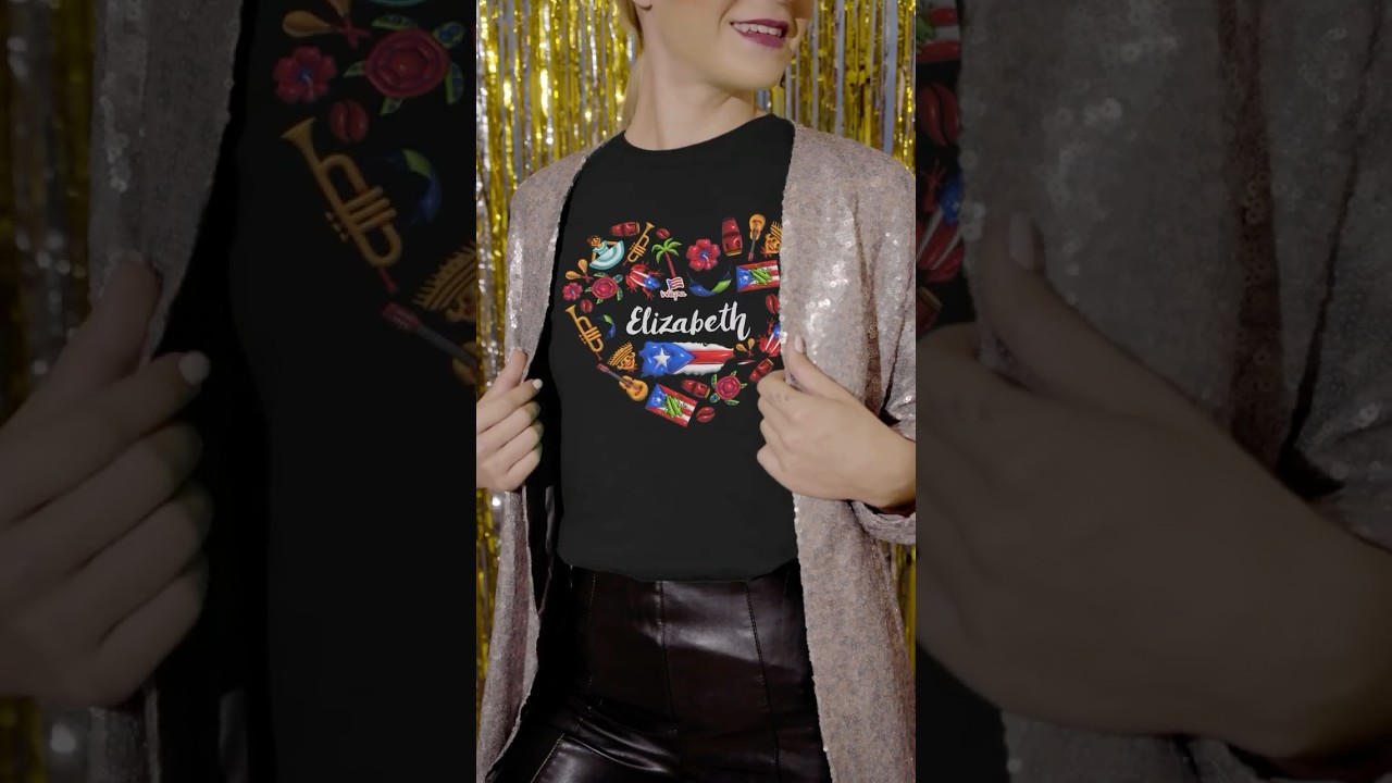 Teezalo Custom Puerto Rico Heart T shirt With Your Name