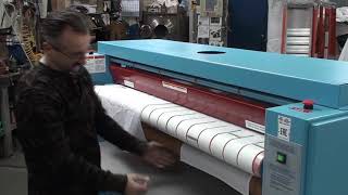 Chicago Dryer ironer Cadet live demo