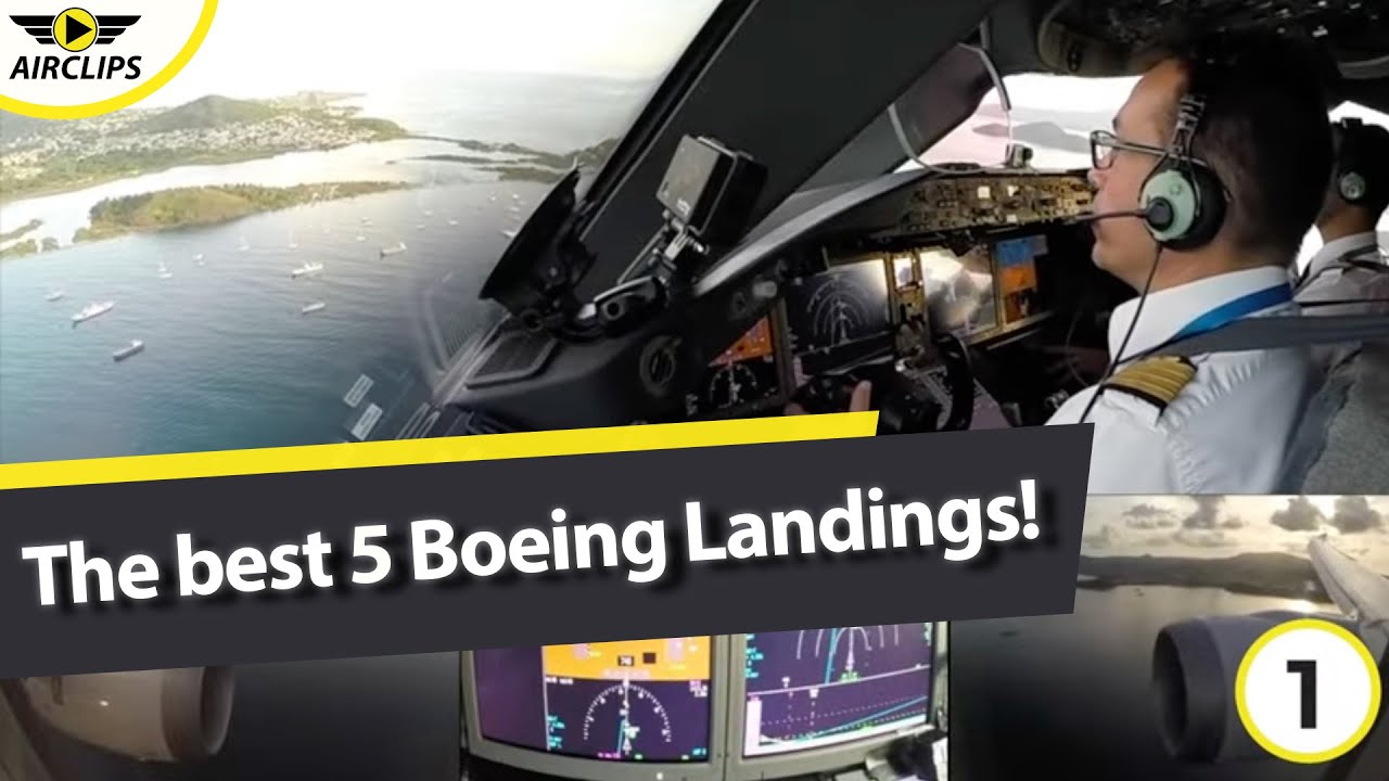 The BEST 5 Boeing Cockpit Landings ever seen on AIRCLIPS.com! - YouTube