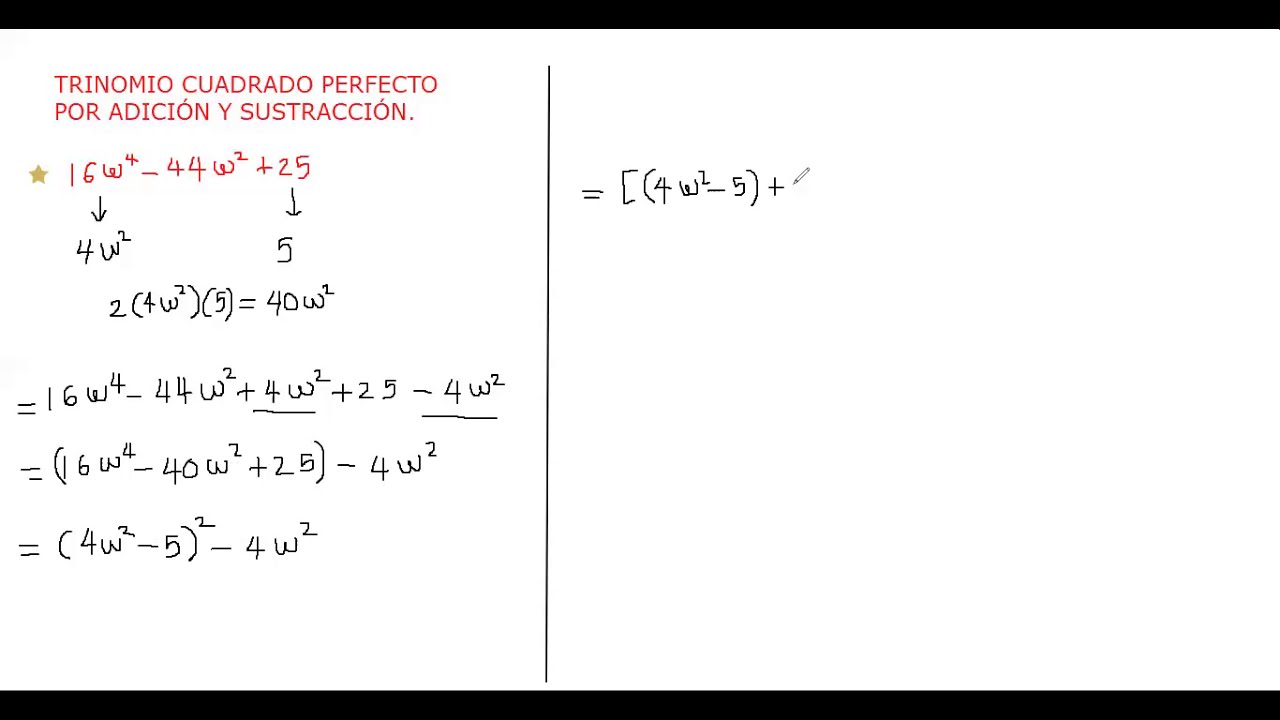 😎Trinomio Cuadrado Perfecto Por Adición Y Sustracción ⏩ Factorización 📝