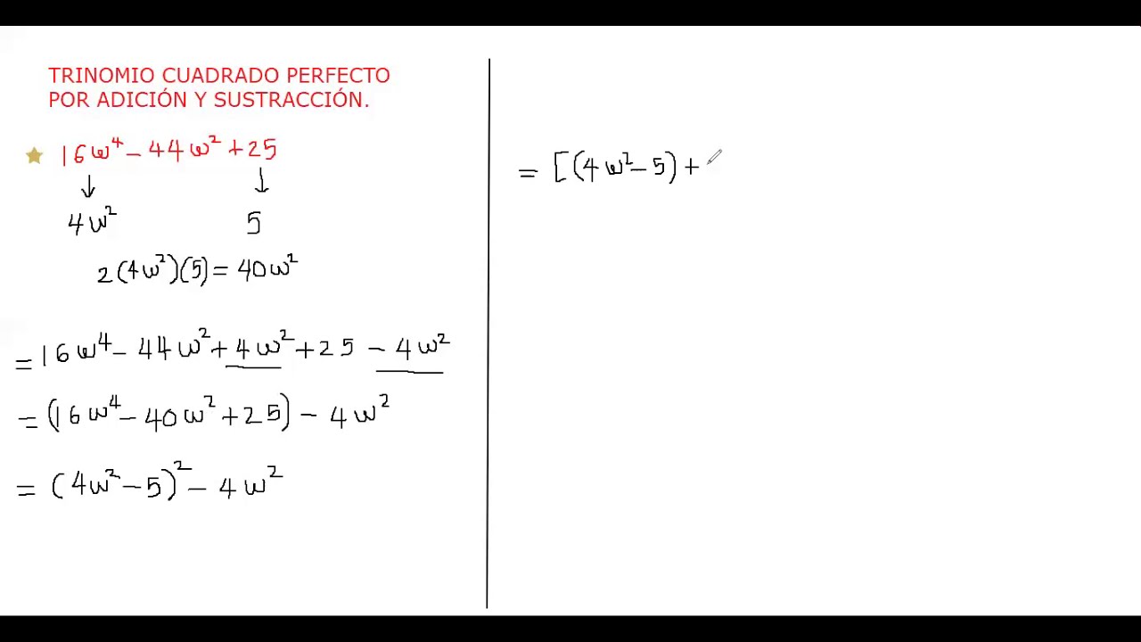 😎trinomio Cuadrado Perfecto Por Adición Y Sustracción ⏩ Factorización 📝