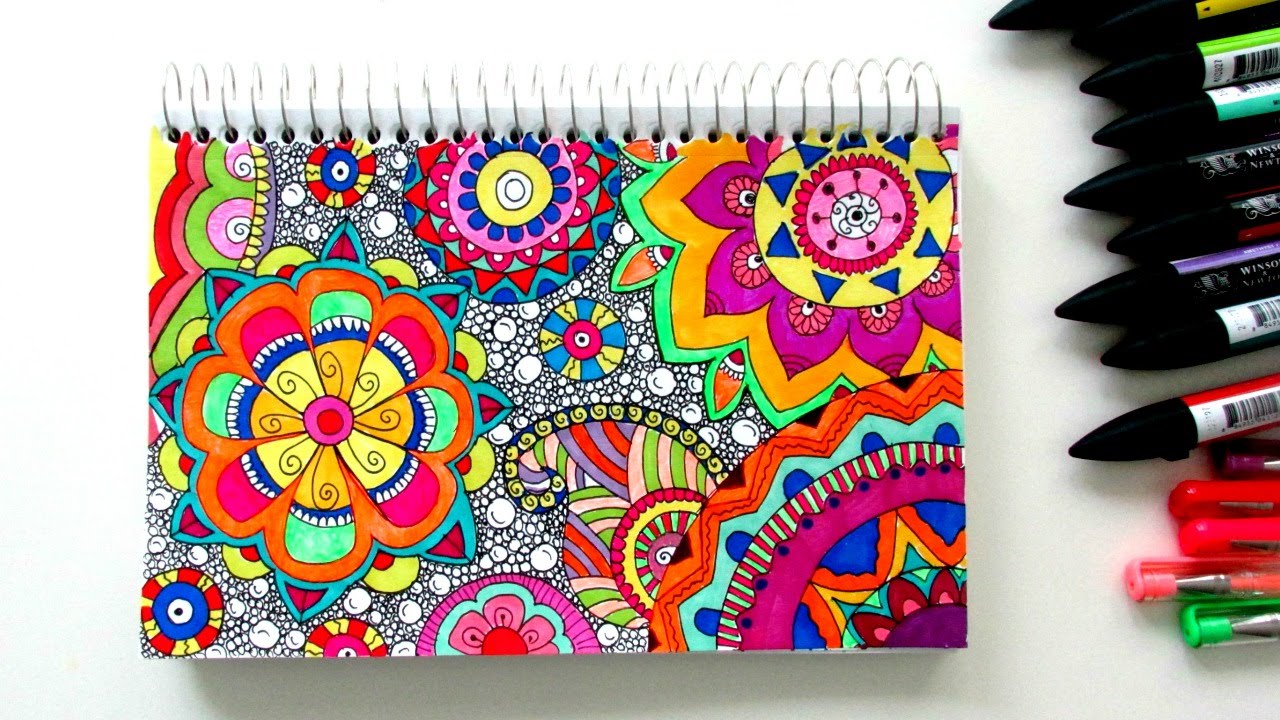 DRAW A COLOURFUL ZEN PATTERN (time-lapse) - YouTube