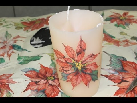 creazione natalizia candela con il decoupage