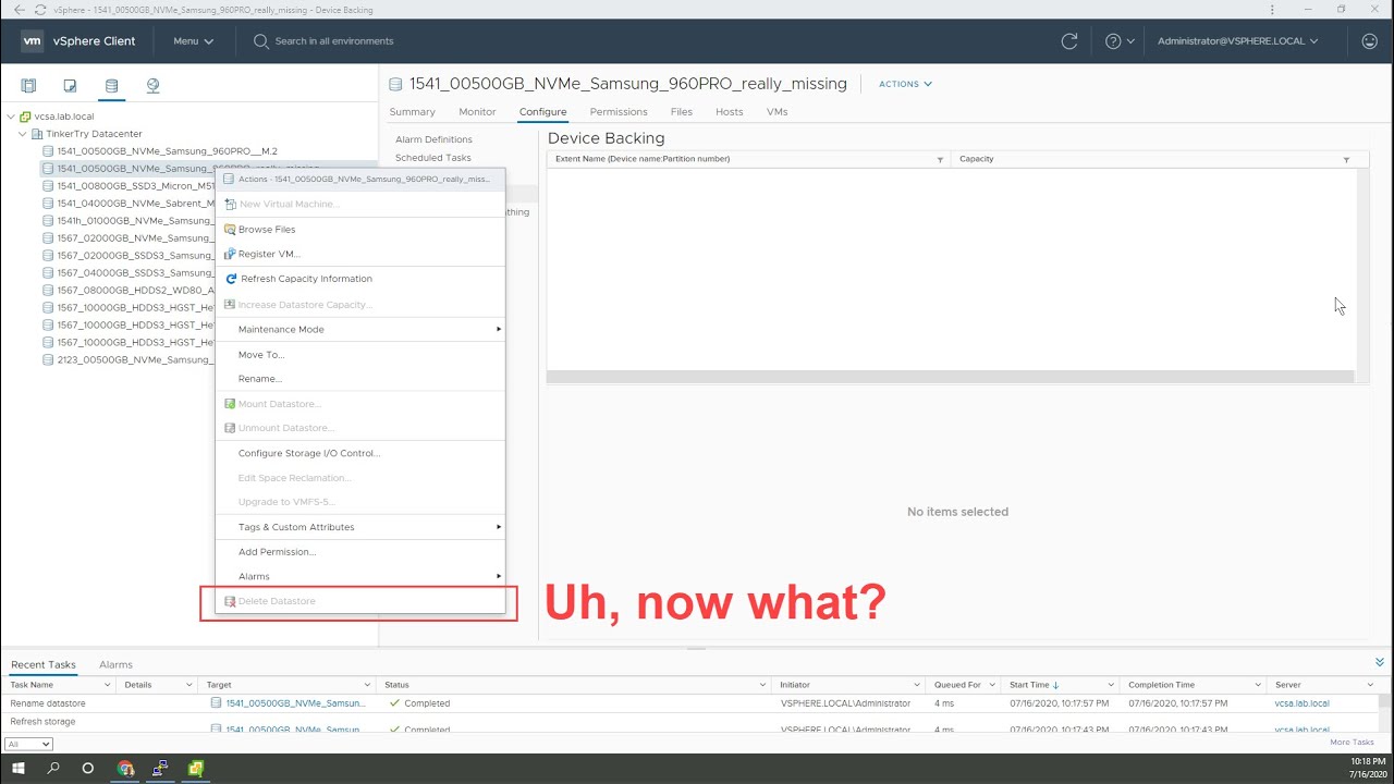 How to easily kill a zombie datastore in your VMware vSphere lab - YouTube