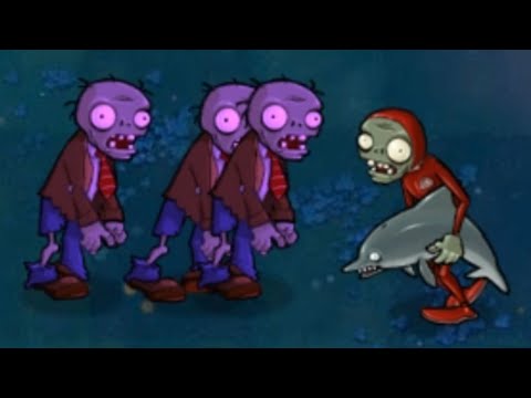 3 Normal Zombies Vs 1 Dolphin Rider Zombie FIGHT Plants Vs Zombies 