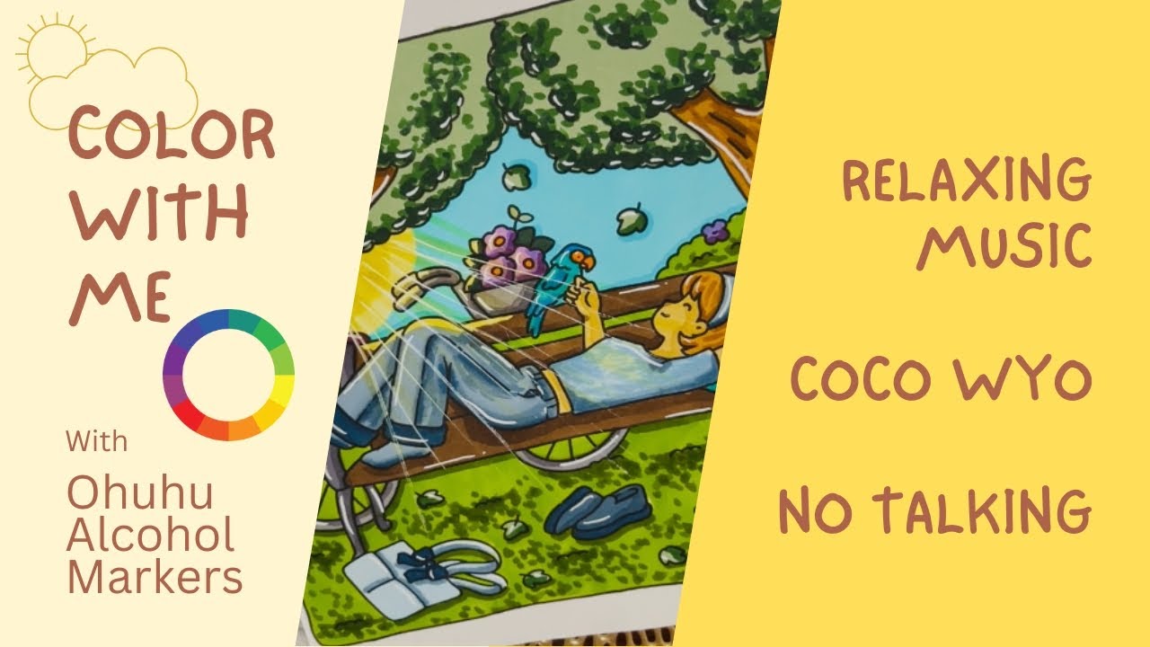 Color With Me | Coco Wyo | Summer Park Girl on a Bench