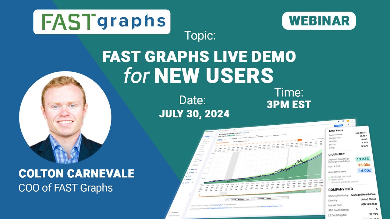 July 30, 2024 FAST Graphs Live Webinar for New Users with Colton ...
