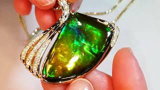 Canadian Solid Natural Ammonite Necklace at 38 35 carats by Kat Florence KF09296