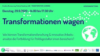 Transformationen Wagen - Ansätze Für Eine Transformative Weiterbildung Von Politikgestalterinnen