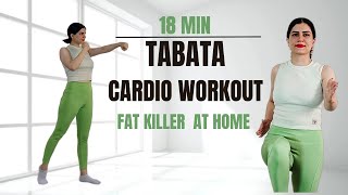 TABATA CARDIO WORKOUT | 18 MIN TABATA HIIT WORKOUT - Full Body Cardio - Super Sweaty - No Equipment