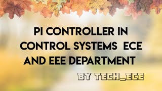 PI controller in control systems