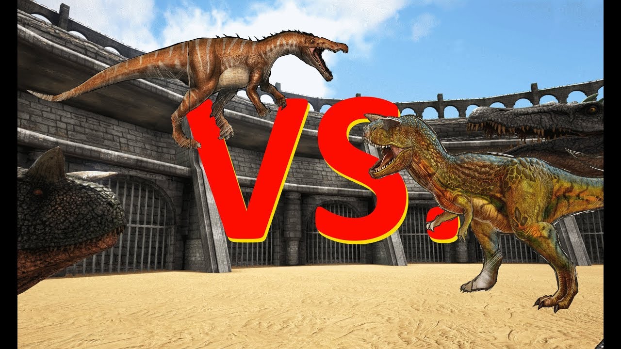 Арк голос. Барионикс АРК. Барионикс и Карнотавр. Carnotaurus vs Baryonyx. Карнотавр против Барионикса.