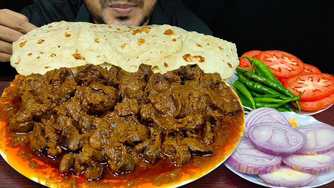EATING SOFT ROTI WITH CHICKEN LIVER & GIZZARD KOSHA | MUKBANG EATING SHOW | EATING SOUNDS