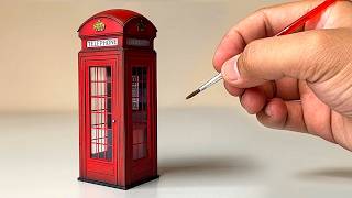 How To Build A Realistic British Telephone Booth  Stepbystep Tutorial  Miniature Asmr Build 