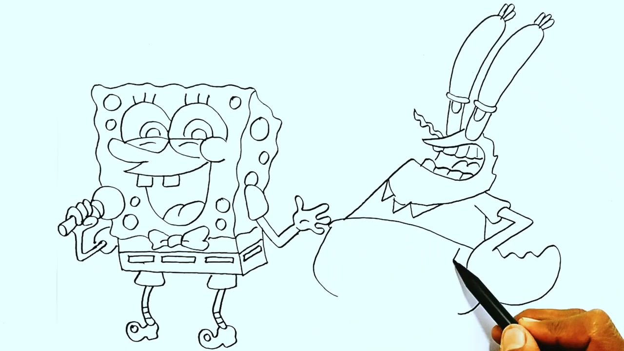 How To Draw Spongebob Squarepants And Mr Krabs Piwin Sajut