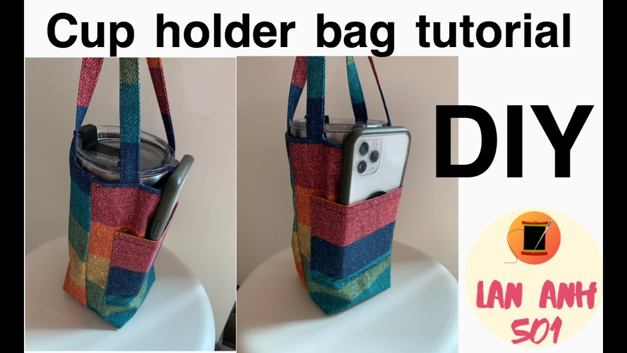Sew47🍀DIY cup holder bag tutorial / 手搖飲料袋，冰壩杯也可以/ hướng dẫn may túi
