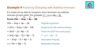 Grade 9E-M11 L5 Using the Distributive Property-Part-2: Factoring by Grouping with Additive Inverses