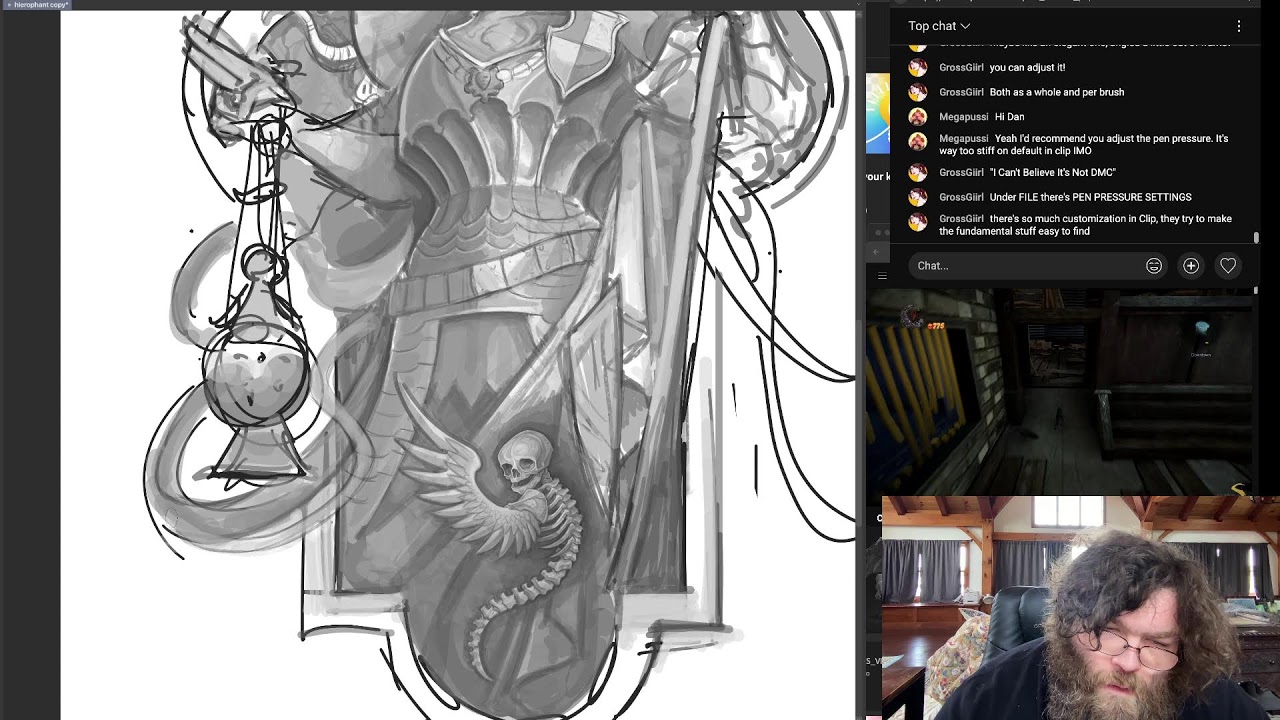 wednesday painting stream- Skeleton pope and learning clip studio