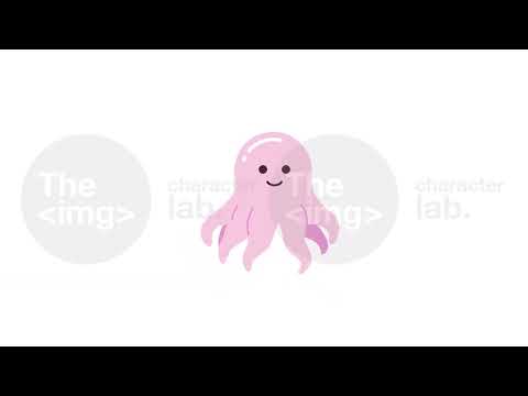 Adorable octopus baby with curled tentacles 2D character animation