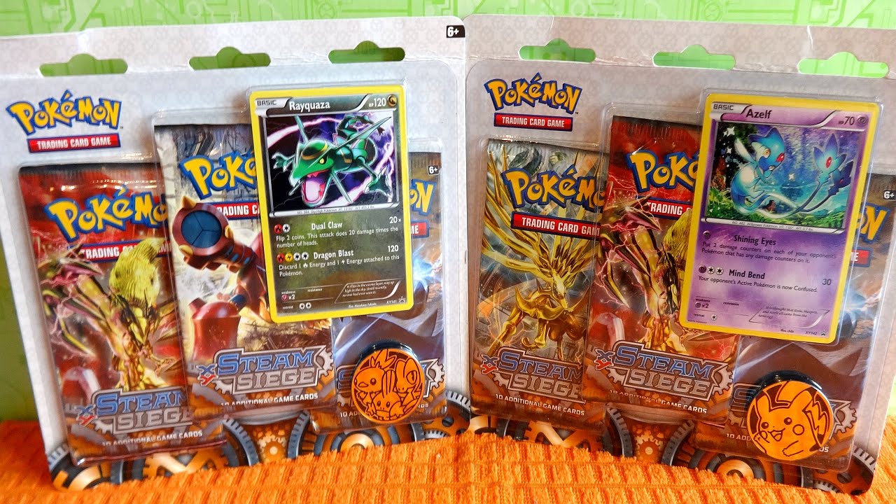 2016 Pokemon TCG: Steam Siege Azelf & Rayquaza Blister Packs - Free Codes !!!