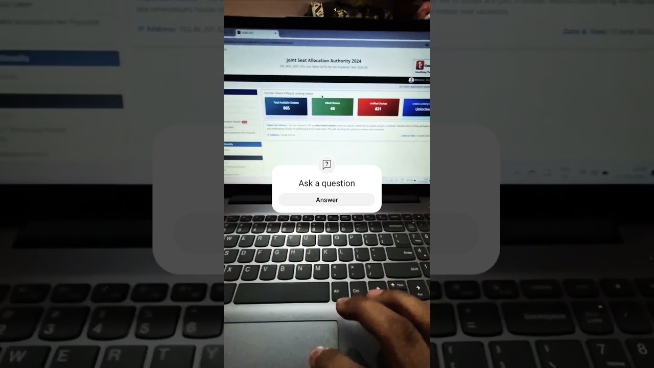 My JoSAA 1st Mock seat allocation Result 