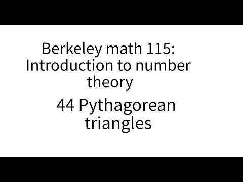Introduction to number theory lecture 44 Pythagorean triangles
