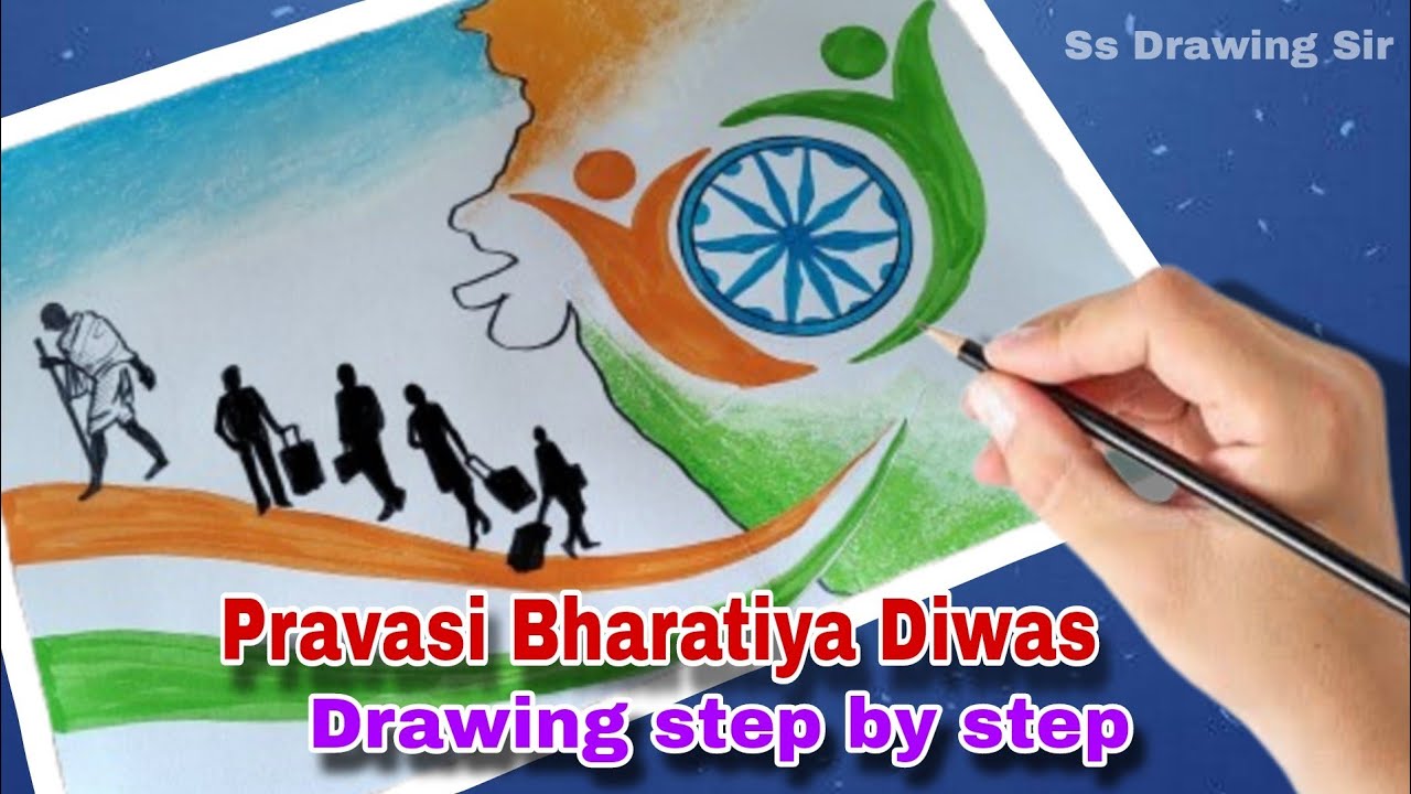 Pravasi Bharatiya diwas drawing for competition / NRI day drawing