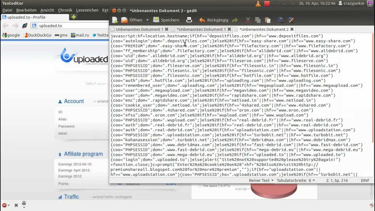 Mit Cookie bei Filehoster anmelden German|Deutsch