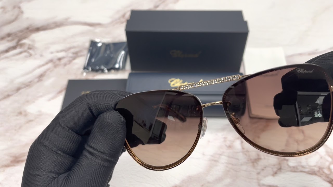 Chopard Sunglasses Model-SCHF10S Color-300Y Gold Black-Brown 
