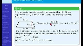 Geometría 3º ESO Área y perímetro del Trapecio Isosceles Geometría 3º ESO Área y perímetro del Trapecio Isosceles