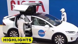 NASA astronauts take Tesla Model X to the launch pad