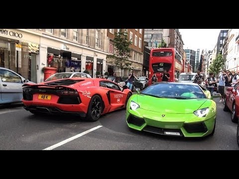 Sloane Street Supercar mayhem-LOUD sounds, flames, breakdown 