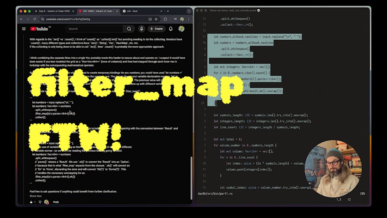 DAY 06/01 | Advent of Code 2025 | Rust | Refactoring to use filter_map