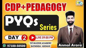 PSTET 2024 CDP || Psychology PYQs (Session-2) || TET BUZZER Academy, Bti, Abh| 9710050500