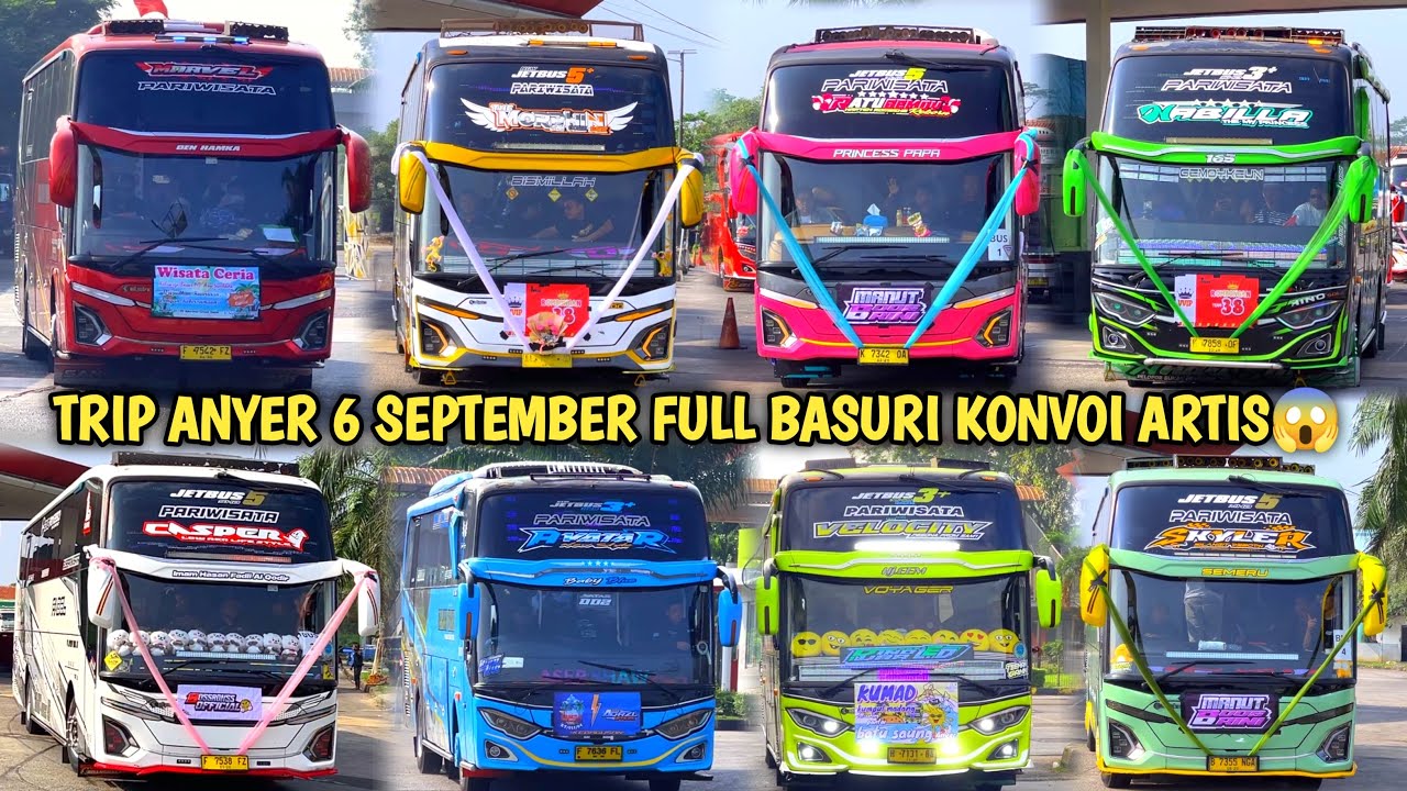 RAME FULL BUS TELOLET BASURI🥳 Hunting Bus Trip Anyer Di Rest Area KM 68👏