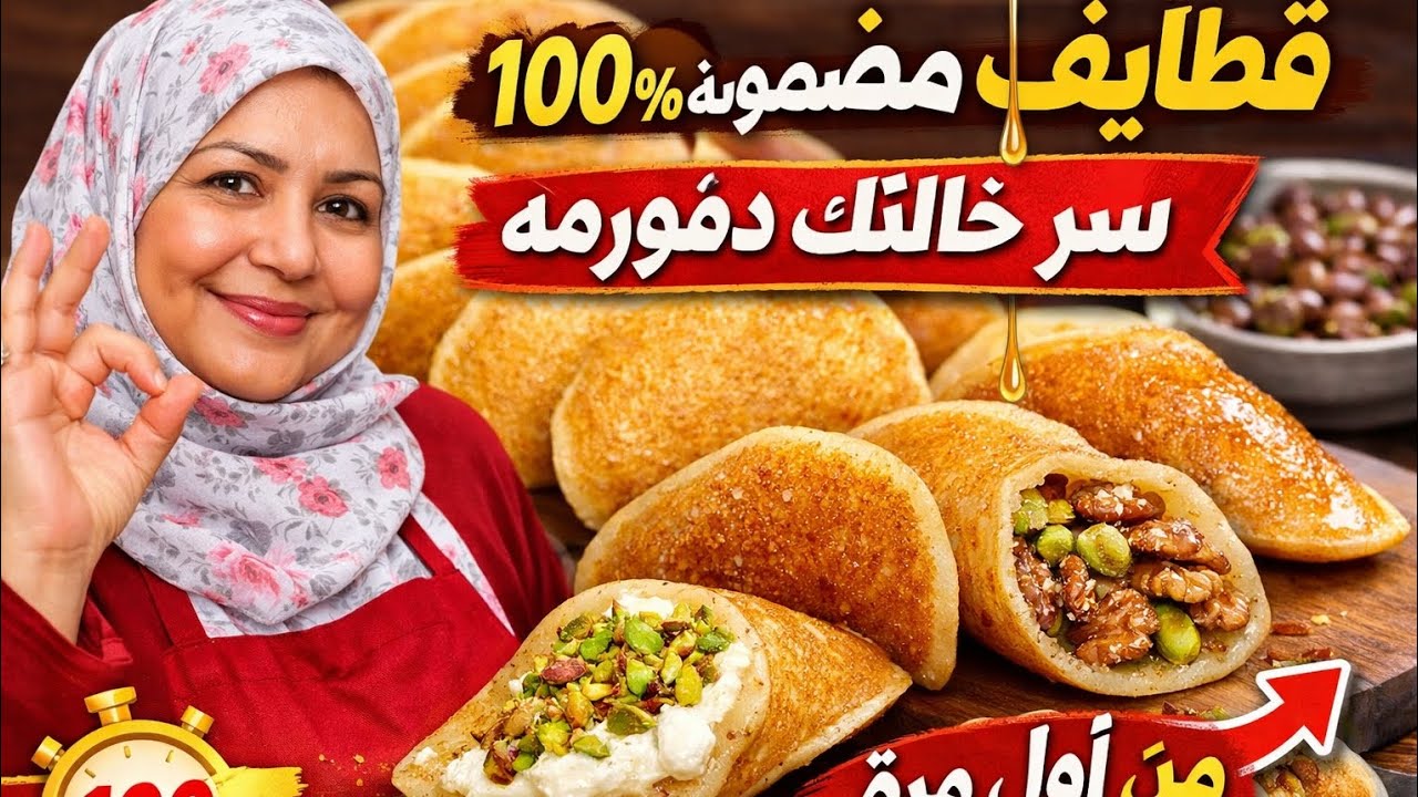 طريقة القطايف المضمونة من خالتك دؤرمه 🤍 وصفة معمولة من قرون.. ناجحة 100% ومش بتفشل أبدًا!