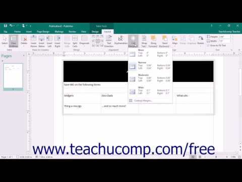 Publisher 2016 Tutorial Modifying Text in Table Cells Microsoft Training